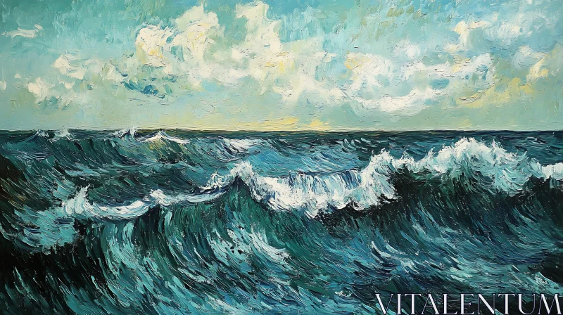 AI ART Textured Ocean Waves Painting