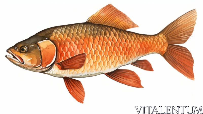 Panoramic View of Carp Fish Illustration with Alchemical Symbolism AI Image