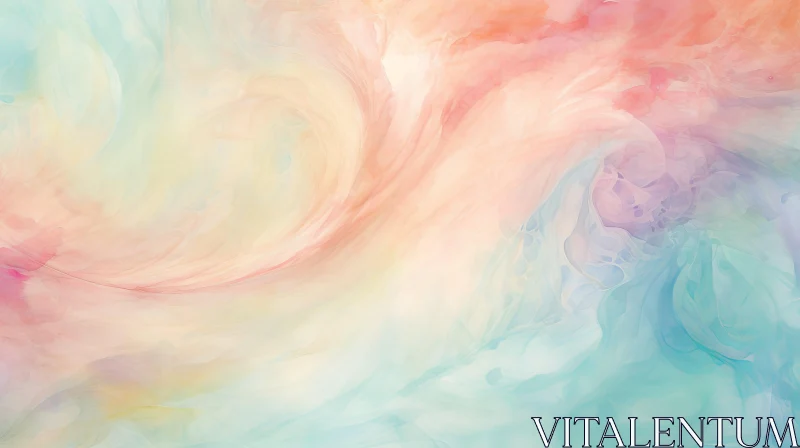Pastel Abstract Watercolor: Marble-like Swirls and Cloudscapes AI Image