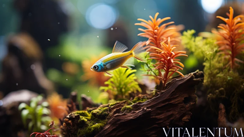 Stylized Underwater Scene with Bright Fish and Green Plants AI Image