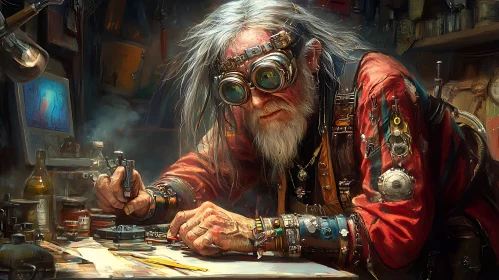 Creative Inventor in Steampunk Setting