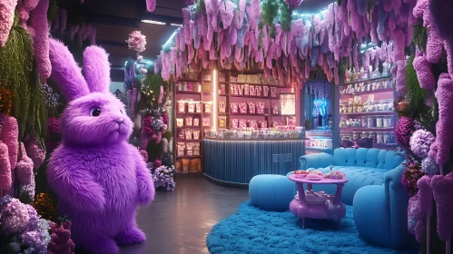 Whimsical Rabbit in a Candy Wonderland