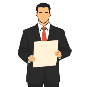 Faceless Businessman with Blank Paper