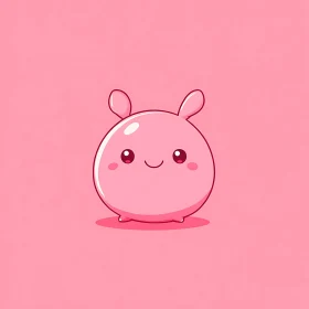 Whimsical Pink Creature With Bunny Ears