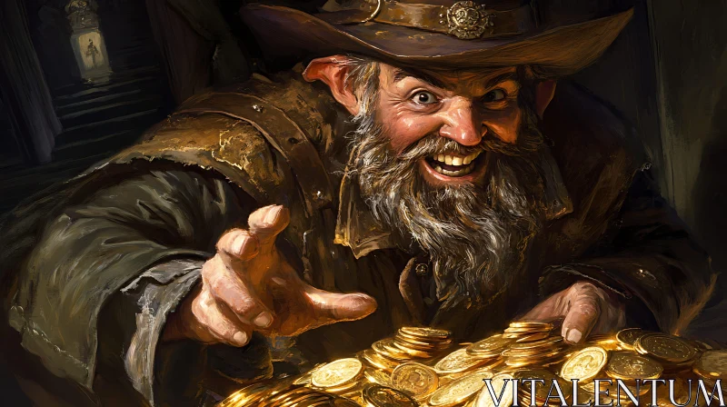 AI ART Dwarf's Hoard of Gold Coins