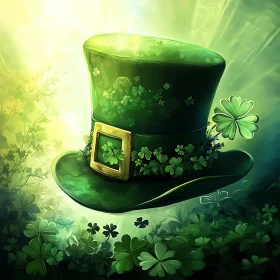 Lucky Green Hat with Shamrocks