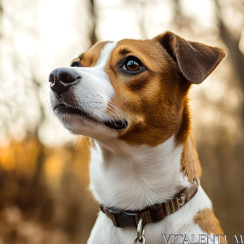 Attentive Dog in Forest AI Image