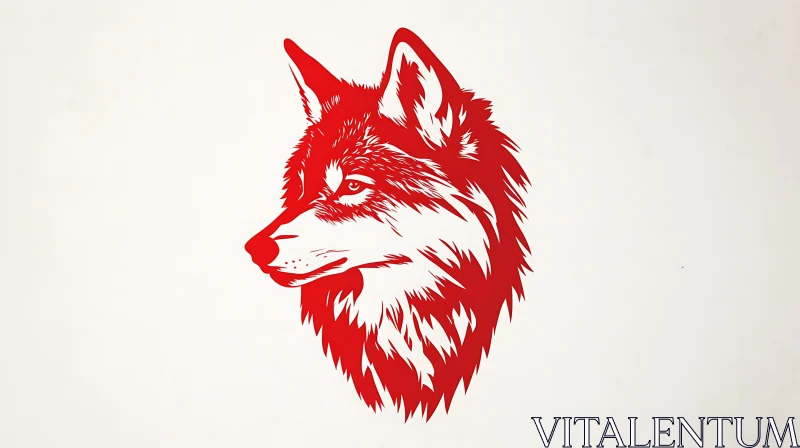 Red Wolf Head Illustration AI Image