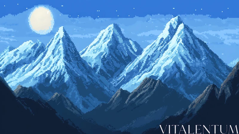 AI ART Pixelated Mountain Range Landscape