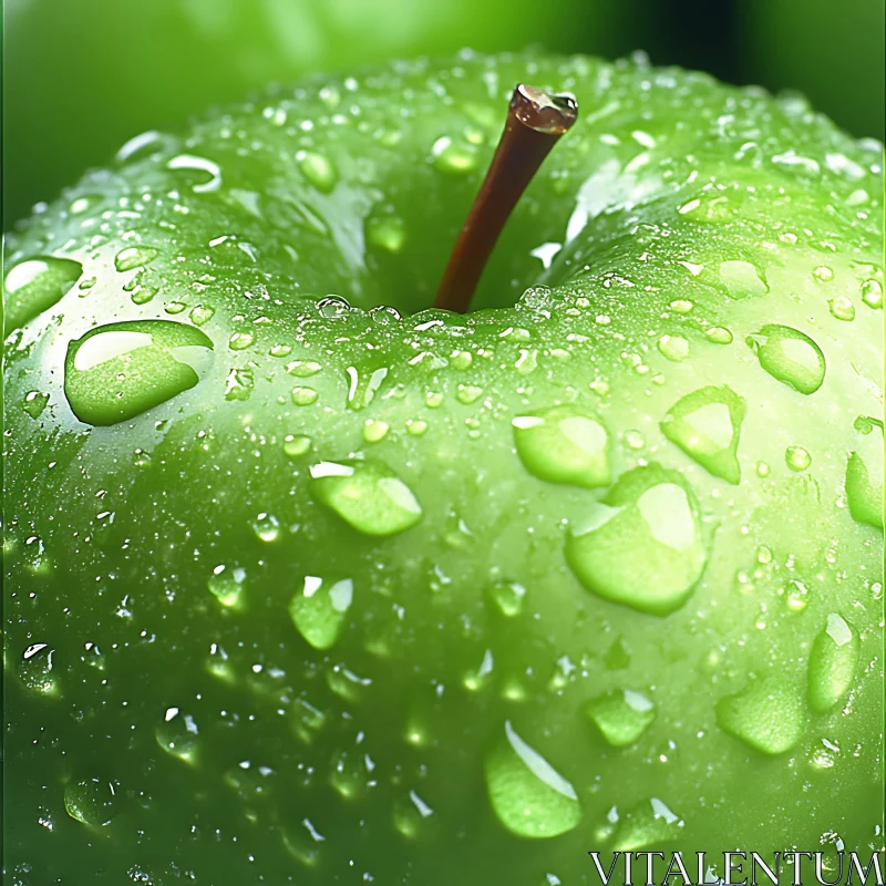 Close-Up of a Green Apple AI Image