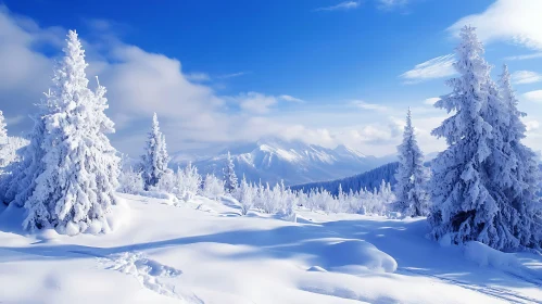 Winter Scenery with Snow Covered Trees