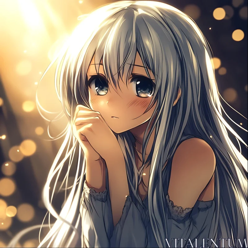 Emotive Anime Portrait with Soft Lighting AI Image