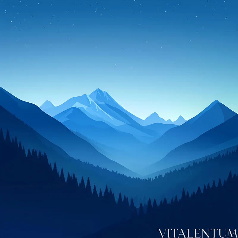 Tranquil Blue Mountains Landscape AI Image