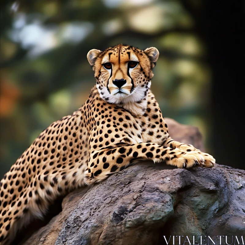 Spotted Majesty: Cheetah on the Rocks AI Image