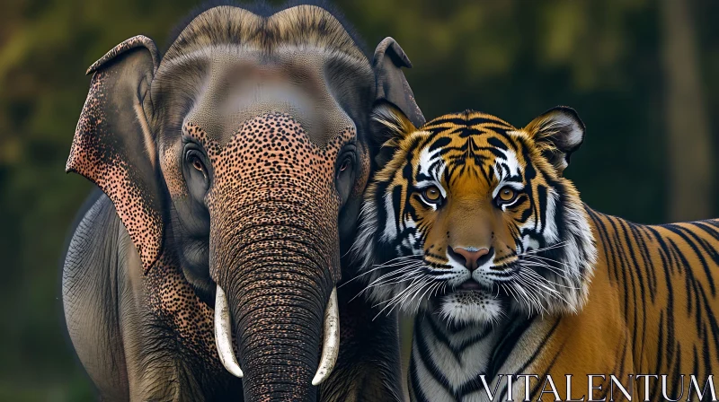 Wildlife Companions: Elephant and Tiger AI Image