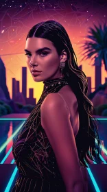 Surreal Portrait of Kendall Jenner in Neon