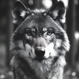 Striking Monochrome Wolf Portrait