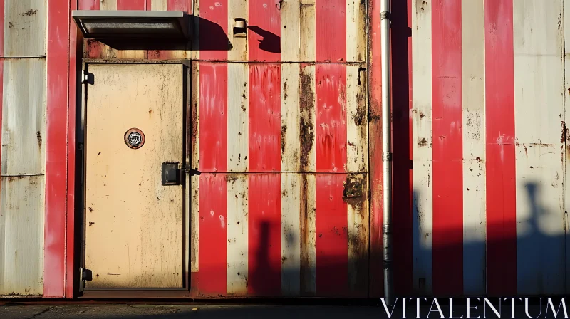 Industrial Facade with Striped Metal Wall AI Image