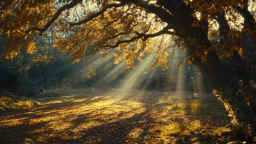 Sunlit Forest Morning Scene