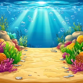 Tranquil Ocean Floor with Sunlight Beams