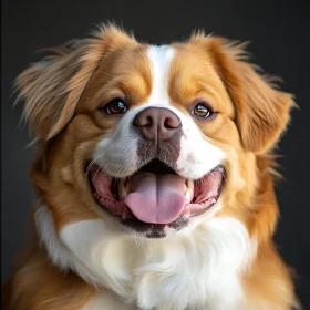 Happy Dog with Brown and White Fur Portrait