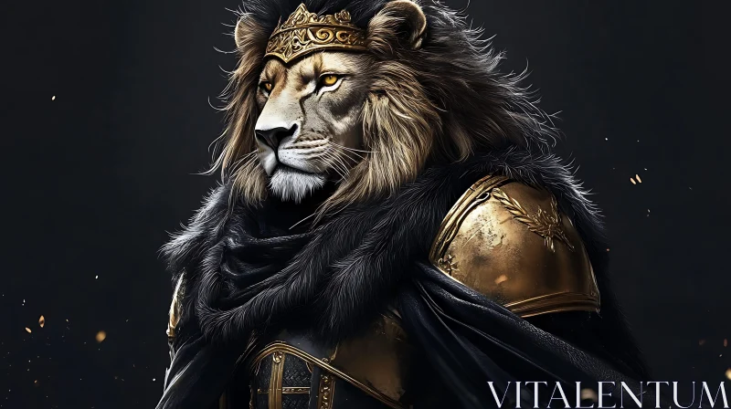 Lion with Crown and Armor AI Image