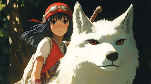 Fantasy Adventure with Girl and Wolf