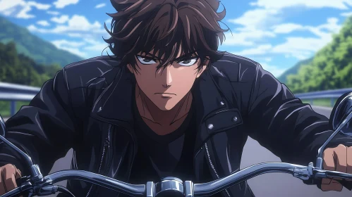 Intense Anime Rider on Open Road