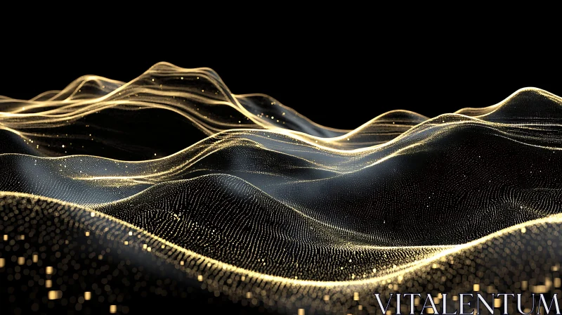 AI ART Abstract Golden Particle Waves