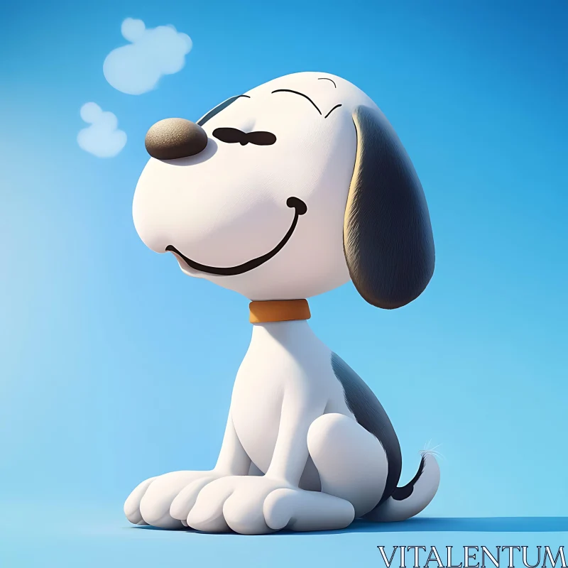 Happy Cartoon Dog with Orange Collar AI Image