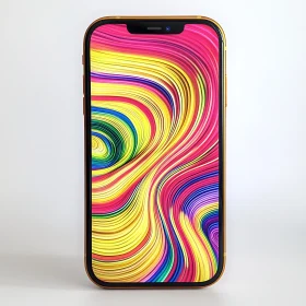 Modern Smartphone with Vibrant Abstract Swirls