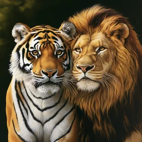 United Feline Strength: Lion and Tiger