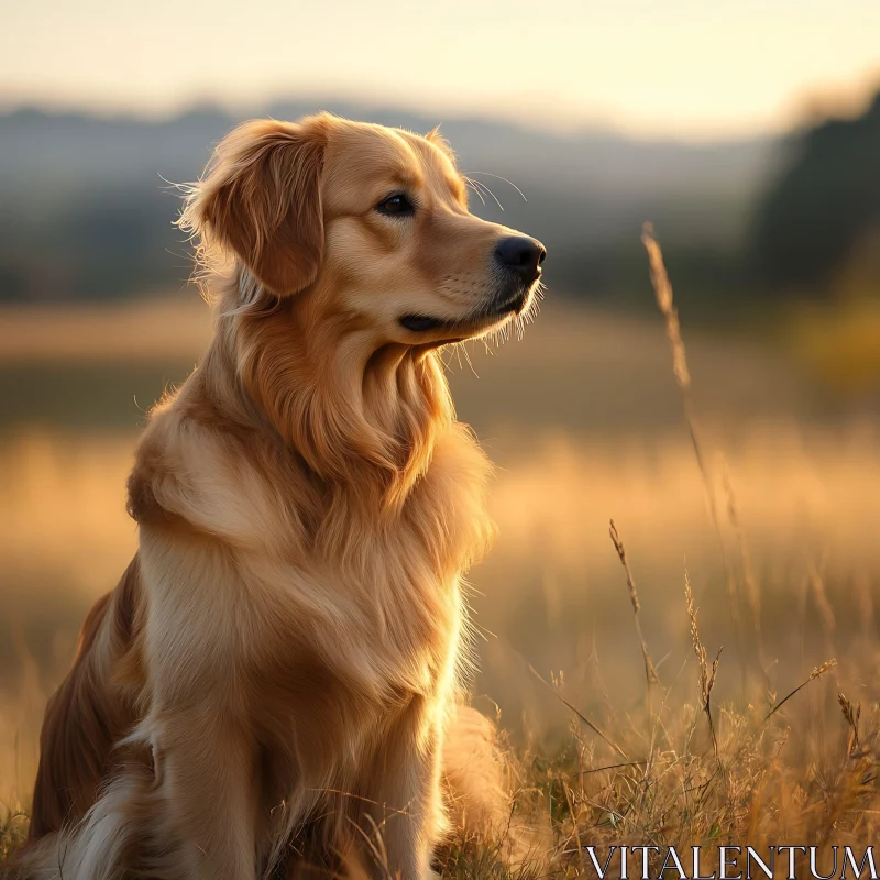 Golden Retriever Dog in Nature's Light AI Image