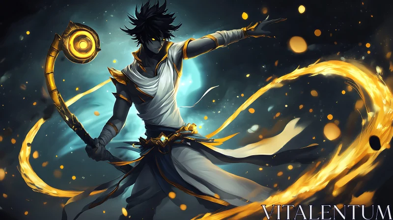 AI ART Anime Character with Magic Staff