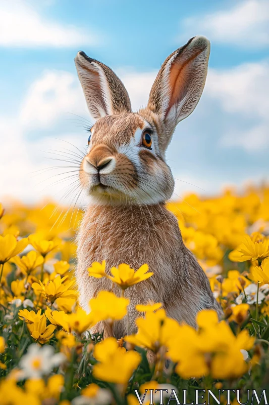 Hare in a Floral Meadow AI Image