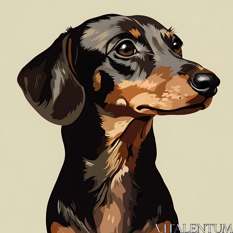 Dachshund Digital Art Portrait AI Image