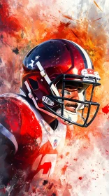 Dynamic American Football Portrait in Vivid Colors