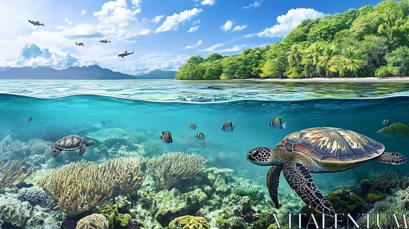 AI ART Underwater Turtle Paradise