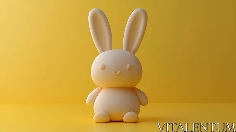 AI ART Cute Bunny Figure Against Yellow Backdrop