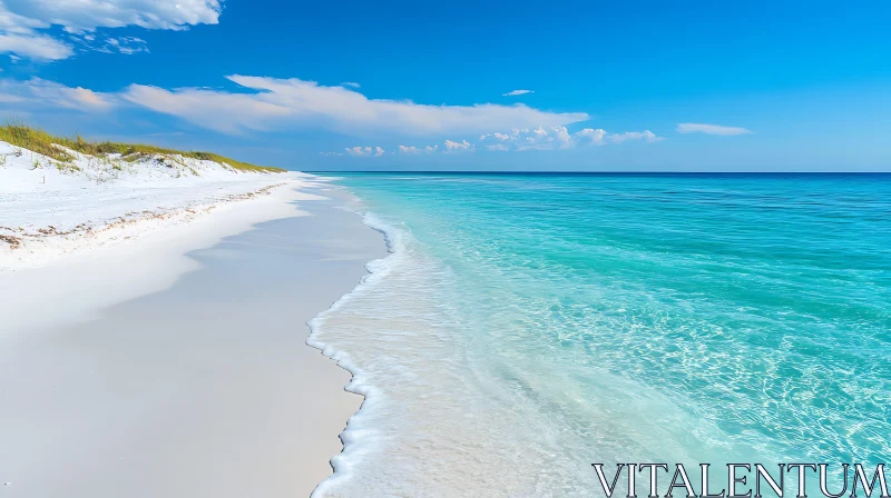 Azure Waters and White Sands Beach View AI Image