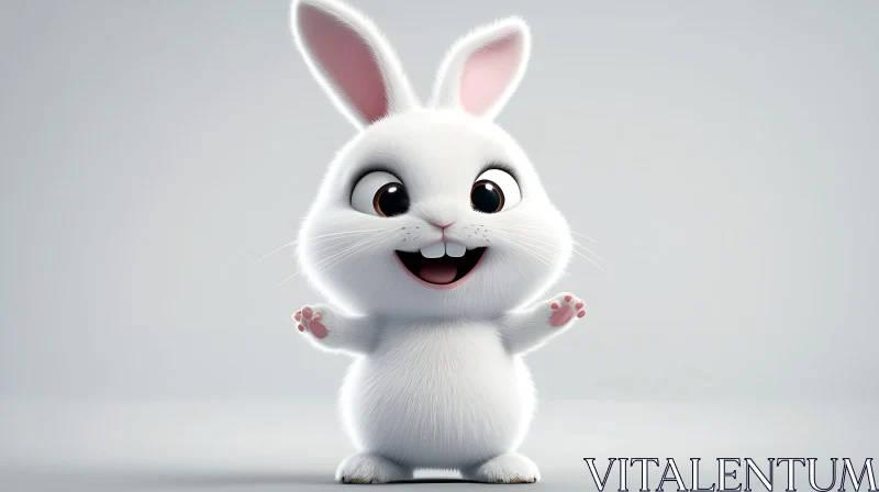 Happy White Rabbit Character Art AI Image