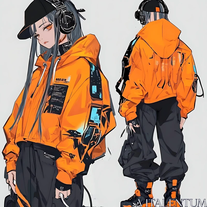 AI ART Stylish Anime Fashion with Tech Patches