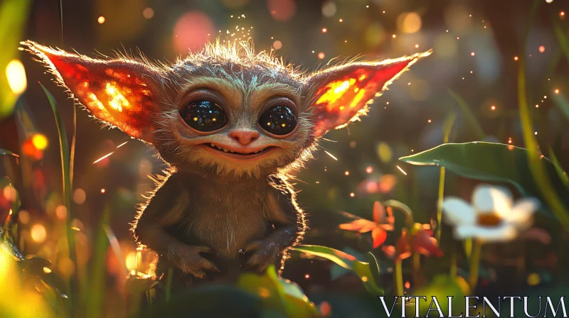 AI ART Whimsical Forest Magical Creature with Glowing Ears and Expressive Eyes