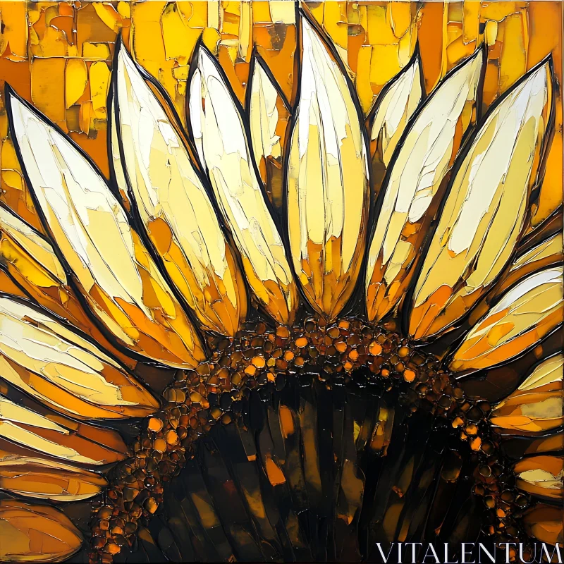 Abstract Sunflower Close-Up AI Image