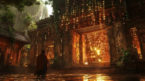 Monk at Temple Ruins