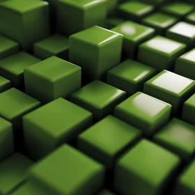 3D Green Cubes Geometric Art