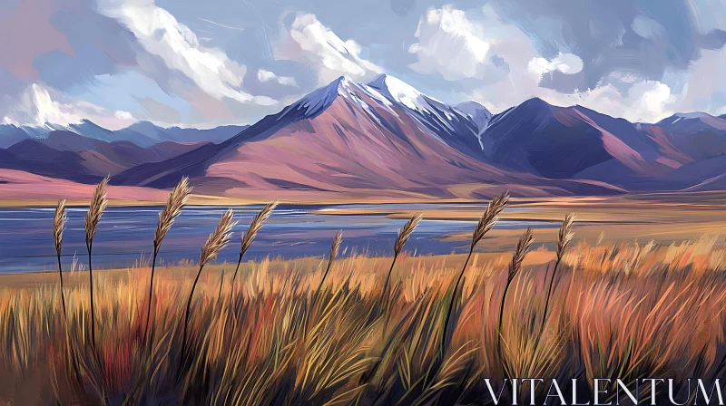 AI ART Tranquil Mountain Range Art