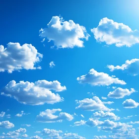 Fluffy Clouds in Azure Sky