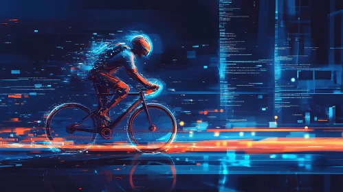 Cybernetic Cyclist in Virtual Cityscape