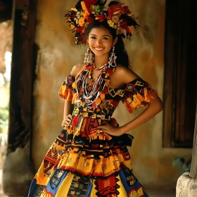 Woman in Colorful Traditional Dress